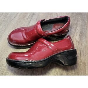 BOC Born Concept Margaret Red‎ Clogs Vegan Patent Nurse Shoes Workwear Size 7